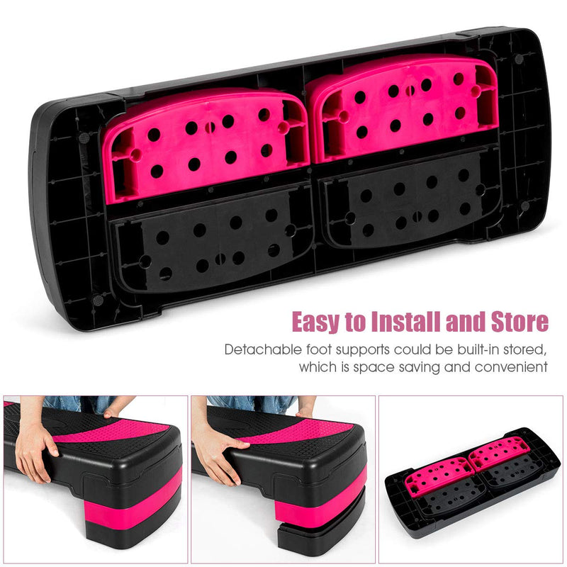 Load image into Gallery viewer, 31&quot; Aerobic Exercise Stepper Deck for Home Gym and Office (Black+Pink) - GoplusUS
