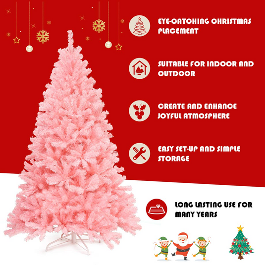 Goplus Unlit Artificial Christmas Tree, 100% New PVC Material, Xmas Tree for Indoor and Outdoor Decoration - GoplusUS