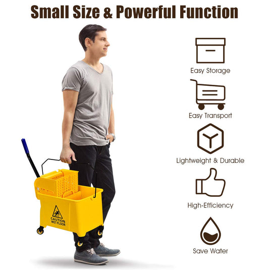 Commercial Mop Bucket with Wringer, Household Portable Mop Bucket - GoplusUS
