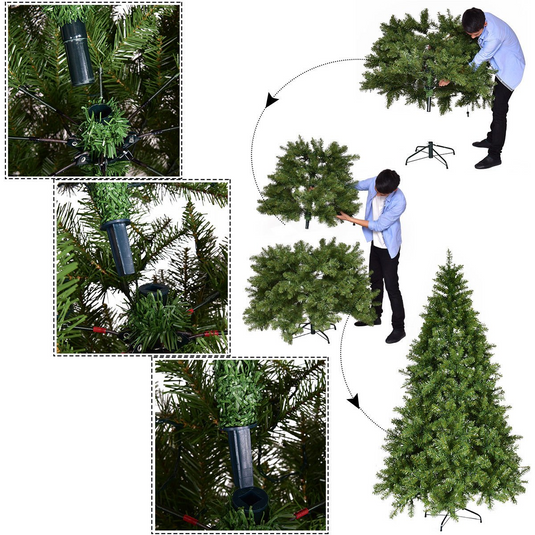Goplus Pre-Lit Christmas Tree Artificial PVC with 700 LED Lights and Solid Metal Legs (7ft) - GoplusUS