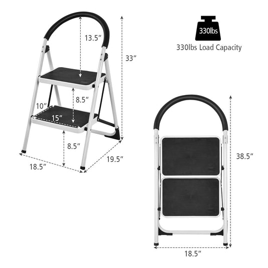 Step Ladder, Heavy Duty Folding 2 Step Ladder Step Stool