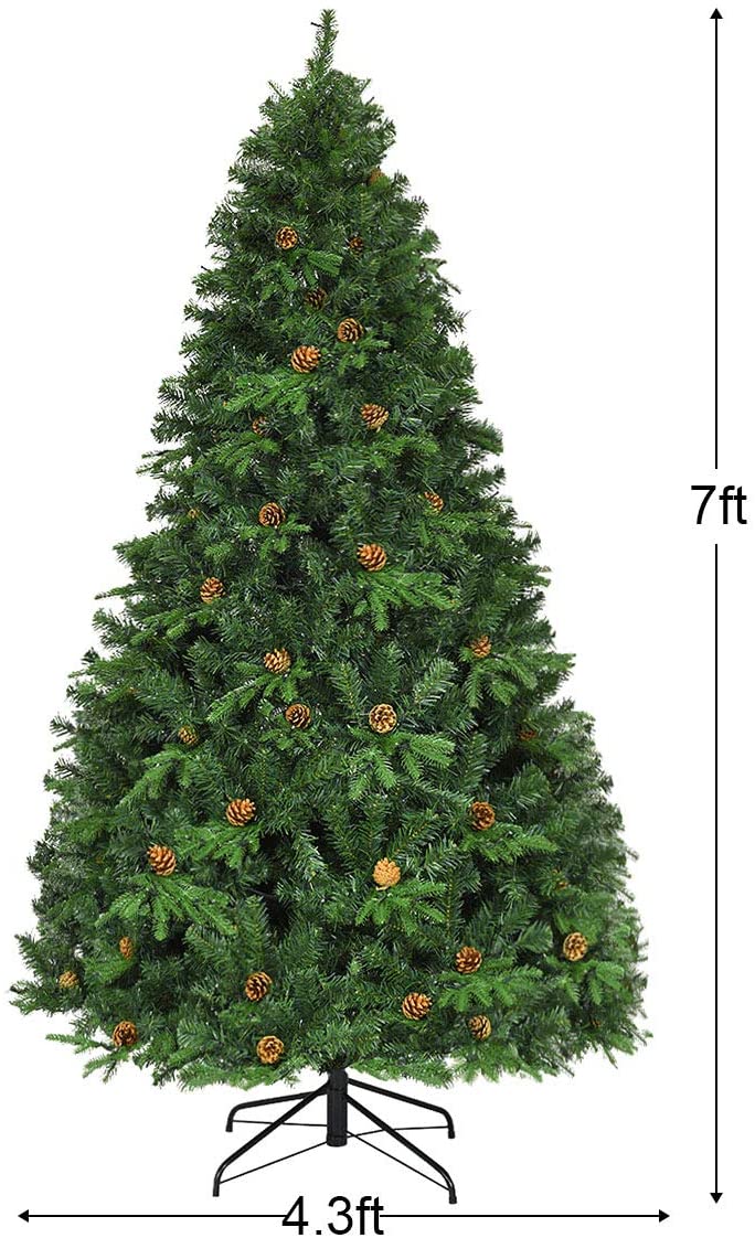 Load image into Gallery viewer, 7ft Pre-Lit Artificial Christmas Tree, Premium Spruce Hinged Tree with 460 LED Lights - GoplusUS
