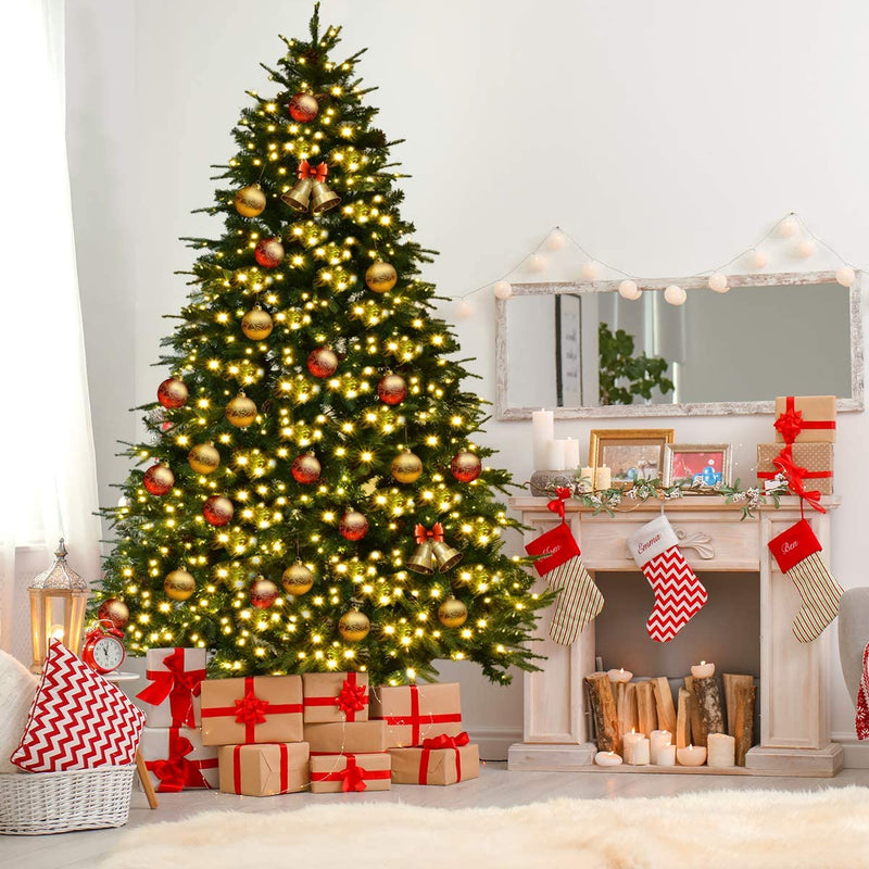Load image into Gallery viewer, 7.5FT Artificial Christmas Tree Pre-Lit Spruce Hinged Tree - GoplusUS
