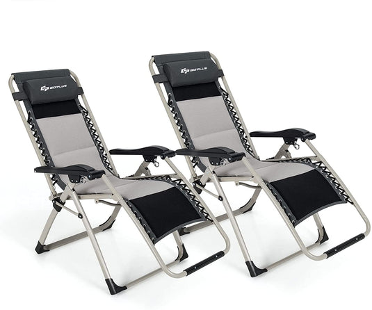 Folding Zero Gravity Chair, Removable Head Pillow, 660 lbs Weight Capacity - GoplusUS