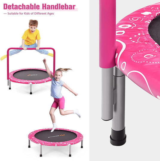36Inch Kids Trampoline, Foldable Mini Rebounder with Full Covered Handle and Safety Pad - GoplusUS