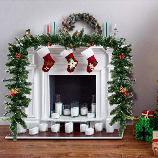 9FT Pre-lit Christmas Garland with 100 LED Lights - GoplusUS