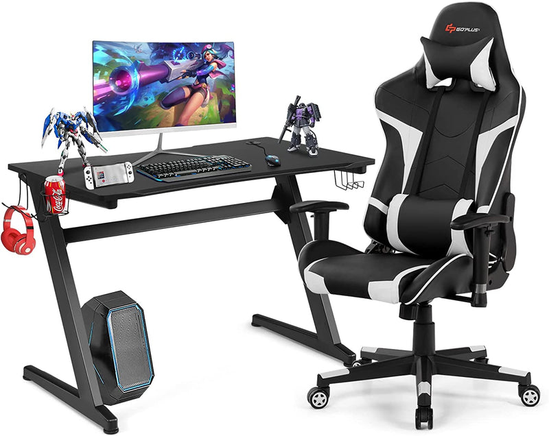 Load image into Gallery viewer, Goplus Gaming Desk &amp; Chair Combo Set, Racing Style Home Office Chair &amp; Desk w/Cup Holder, Headphone Hook &amp; Mouse Pad - GoplusUS
