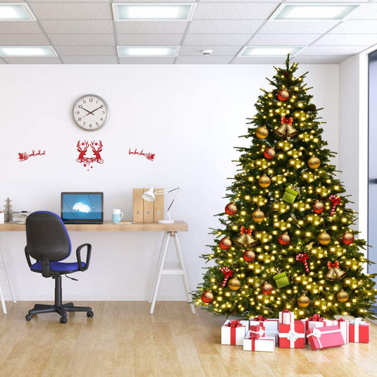 7.5FT Artificial Christmas Tree Pre-Lit Spruce Hinged Tree - GoplusUS
