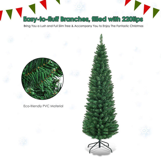 Pencil Christmas Tree, Artificial Slim Skinny Tree - GoplusUS