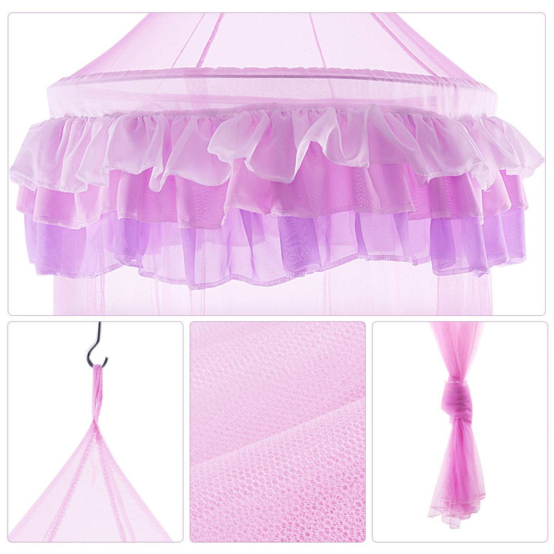 Load image into Gallery viewer, Princess Bed Canopy Netting Dome with Elegant Ruffle Lace
