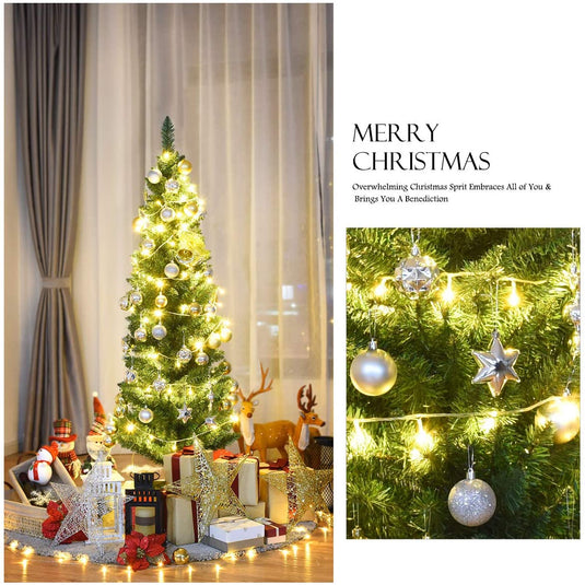 Pencil Christmas Tree, Artificial Slim Skinny Tree - GoplusUS