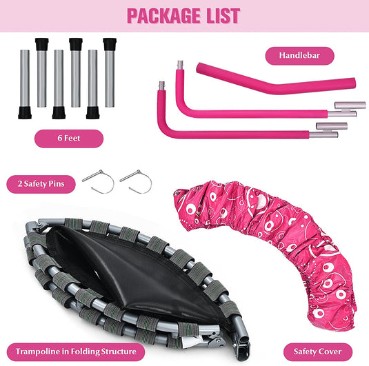 36Inch Kids Trampoline, Foldable Mini Rebounder with Full Covered Handle and Safety Pad - GoplusUS