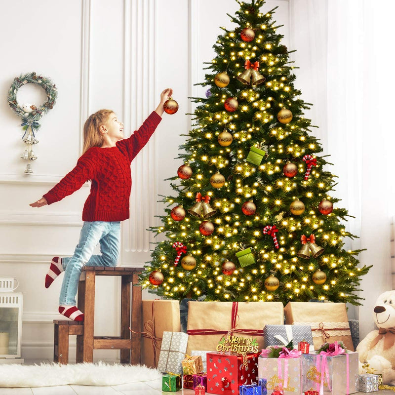 Load image into Gallery viewer, 7.5FT Artificial Christmas Tree Pre-Lit Spruce Hinged Tree - GoplusUS
