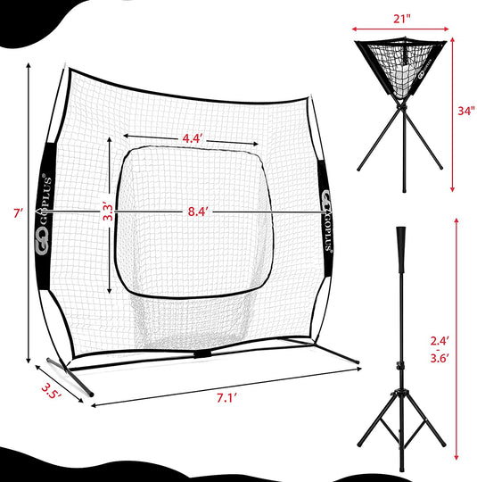Baseball Softball Practice Combo, 8.5x7 Feet Training Net - GoplusUS