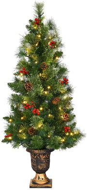 5 FT Christmas Tree Pre-Lit Tabletop Artificial Entrance Tree with 100 Led Lights - GoplusUS