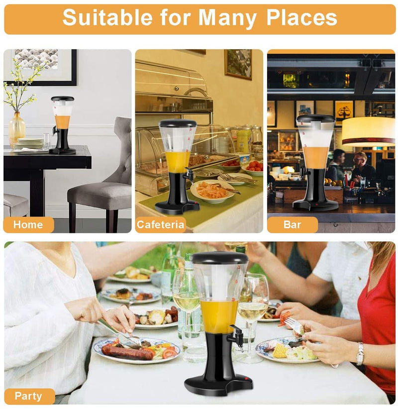 Load image into Gallery viewer, Beer Tower Dispenser 3L Cold Draft Beer Tower Beverage Dispenser with LED Lights &amp; Removable Ice Tube - GoplusUS
