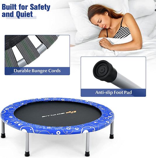 36Inch Kids Trampoline, Foldable Mini Rebounder with Full Covered Handle and Safety Pad - GoplusUS