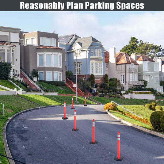 45" Delineator Post Cone, 6 Pack Traffic Cone Safety Barrier with 4" Reflective Collars - GoplusUS