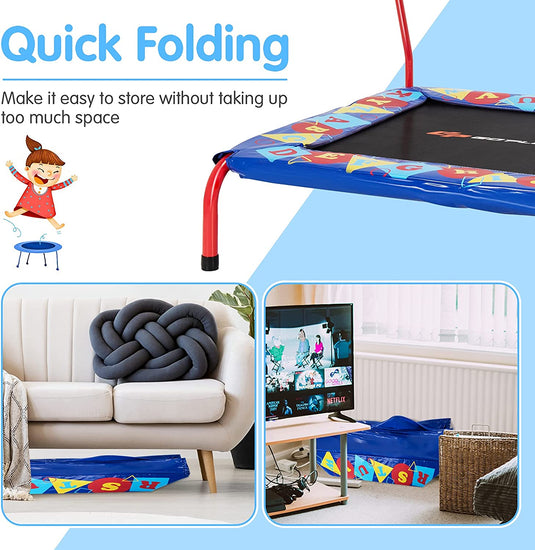 36" Square Toddler Trampoline, 330LBS Load Mini Kids Trampoline - GoplusUS