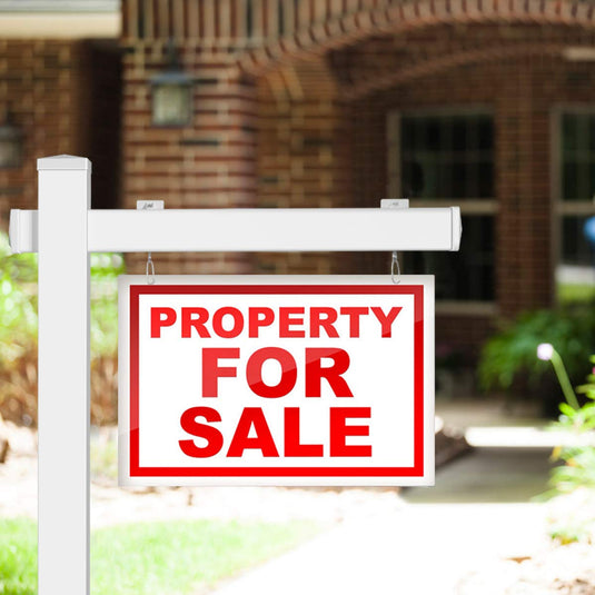 Goplus Vinyl UPVC Real Estate Sign Post, 6 Ft Realtor Yard Sign Post for Open - GoplusUS