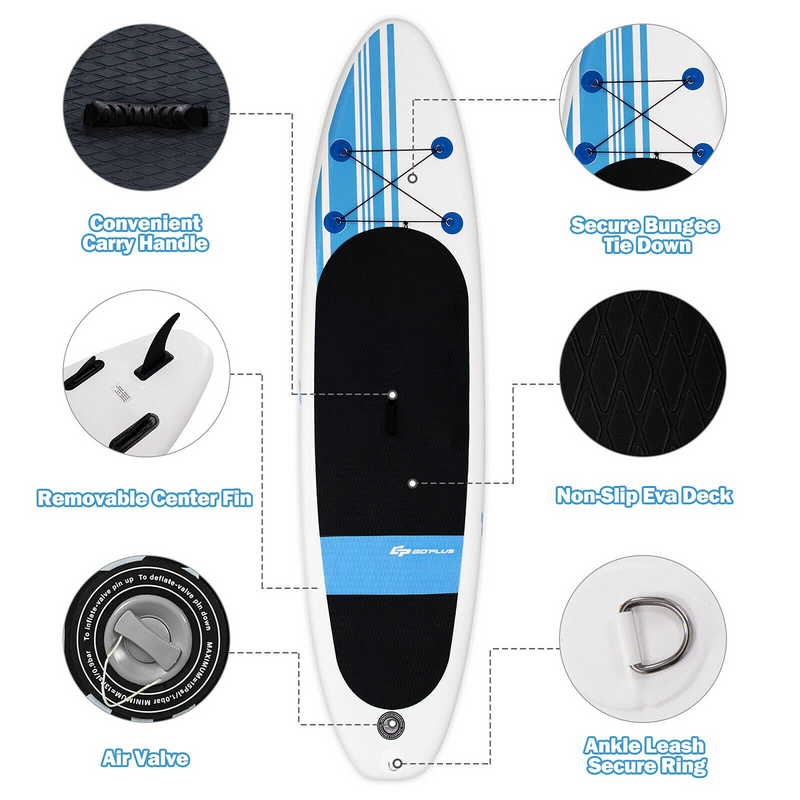 Load image into Gallery viewer, Inflatable 10&#39;  StandUp Paddle Board Package w/ Leash Fin Adjustable Paddle Pump Kit Carry Backpack, 6&quot; Thick - GoplusUS
