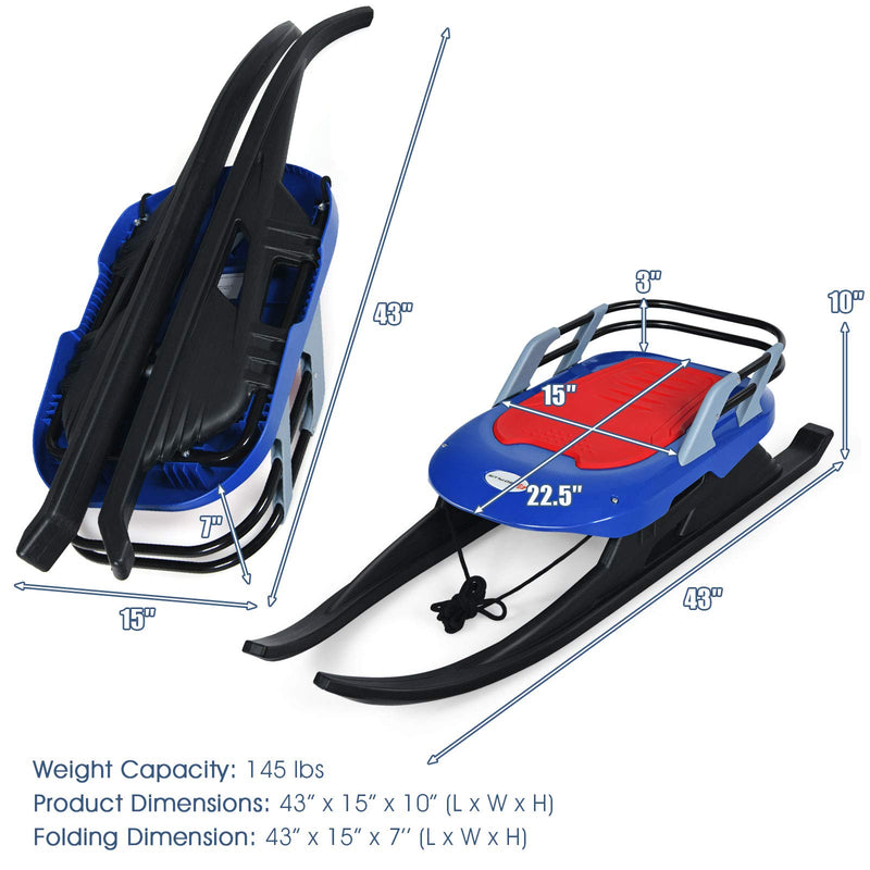 Load image into Gallery viewer, Folding Snow Sled for Kids with Seat, Backrest and Handle - GoplusUS
