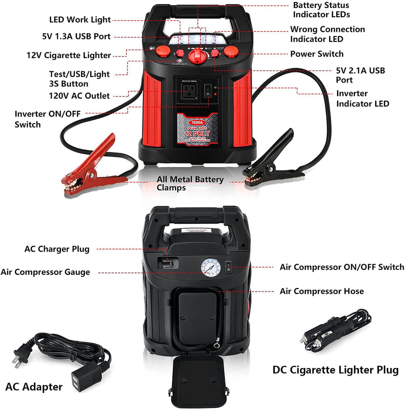 Load image into Gallery viewer, Jump Starter 1500 Peak/700 Instant Amps - GoplusUS
