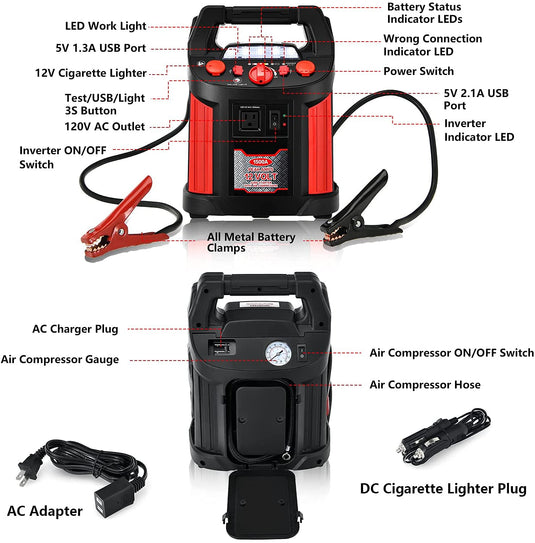Jump Starter 1500 Peak/700 Instant Amps - GoplusUS