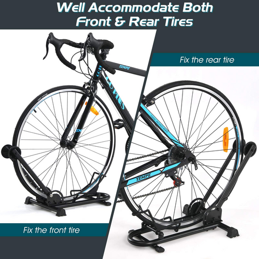 Goplus Foldable Bicycle Floor Stand, Steel Bike Parking Rack Fits 20"-29" Bikes - GoplusUS