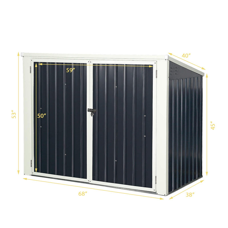 Load image into Gallery viewer, Outdoor Storage Shed 6&#39; x 3&#39;, Multi-Purpose Galvanized Steel Garbage Cans Box - GoplusUS
