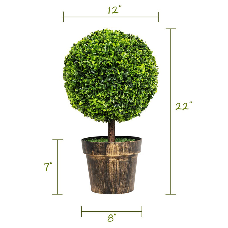 Load image into Gallery viewer, 22&quot; Artificial Ball Shaped Tree, Boxwood Tabletop Plant - GoplusUS
