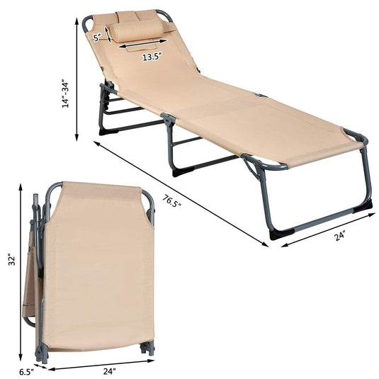 Patio Lounge Chair, Adjustable Folding Recliner - GoplusUS
