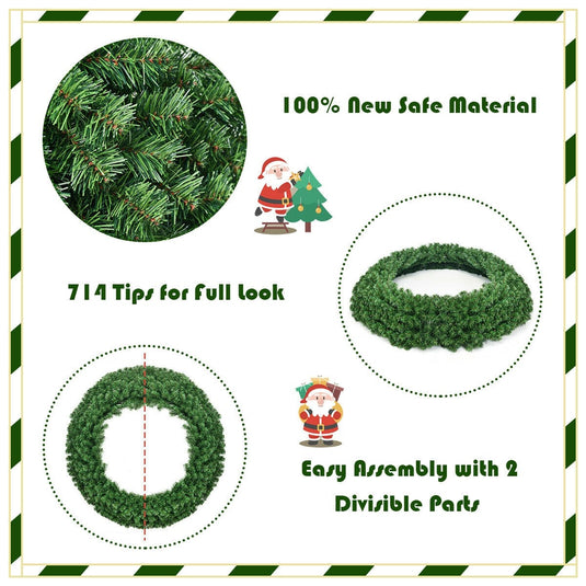48" Pre-lit Cordless Artificial Christmas Wreath - GoplusUS