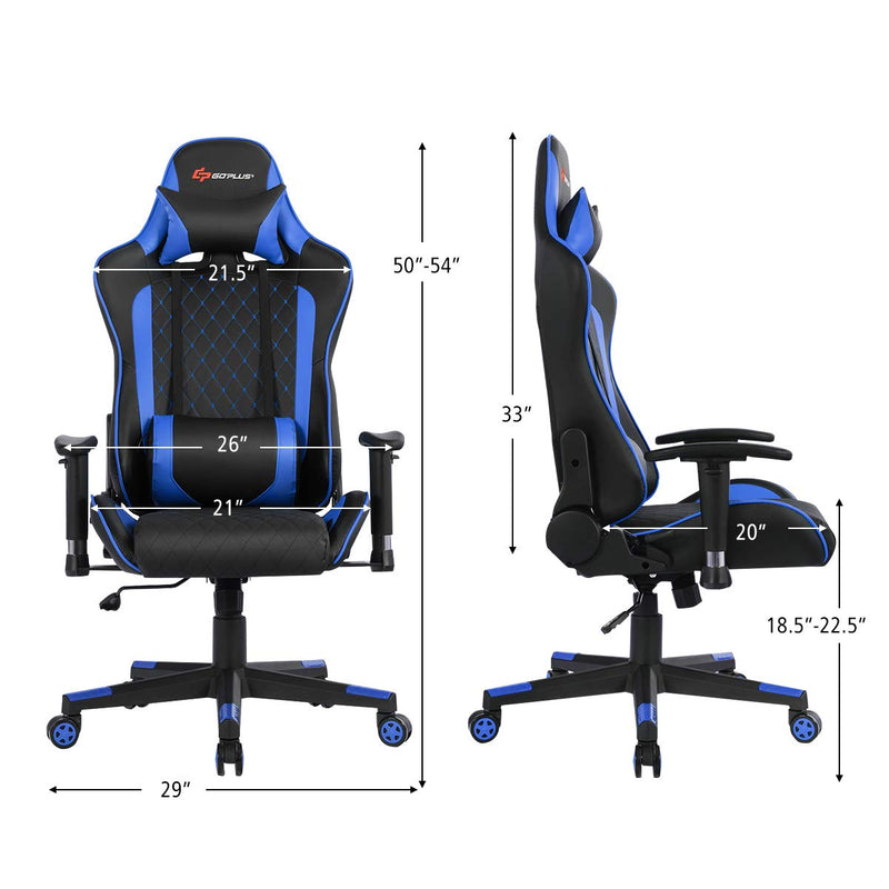Load image into Gallery viewer, Massage Gaming Chair, Reclining Backrest Handrails and Seat Height Adjustment - GoplusUS
