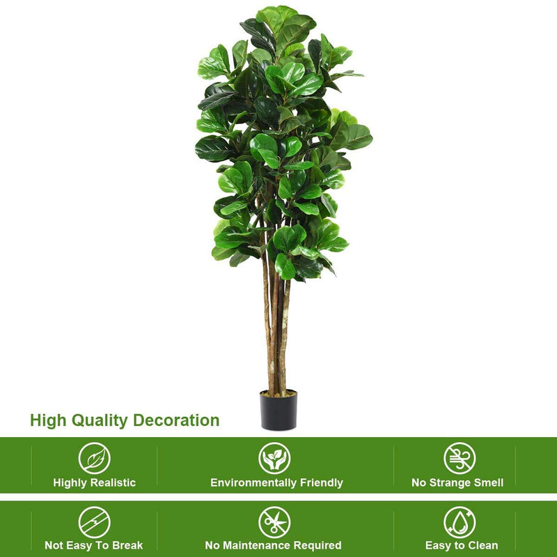 Load image into Gallery viewer, Fake Fiddle Leaf Fig Tree Artificial Greenery Plants in Pots Decorative Trees (5ft) - GoplusUS
