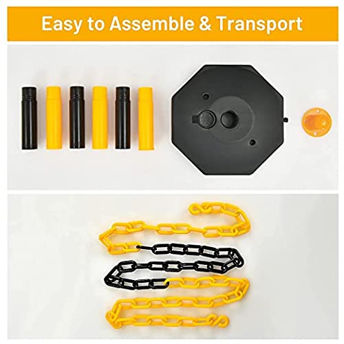 Load image into Gallery viewer, Goplus 6 Pack Delineator Post Cone, Traffic Cones Safety Barrier with Octagonal Fillable Base &amp; 5FT Link Chains (6PCS, Black+Yellow) - GoplusUS
