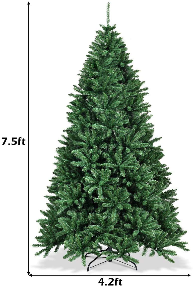 Load image into Gallery viewer, Artificial Douglas Christmas Tree, 7.5 Unlit Hinged Pine Tree with 2254 Branch Tips and Solid Metal Stand - GoplusUS
