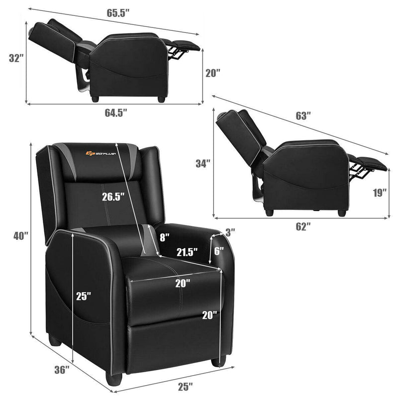 Load image into Gallery viewer, Goplus Massage Gaming Recliner Chair, Racing Style PU Leather Single Recliner Sofa with Footrest - GoplusUS
