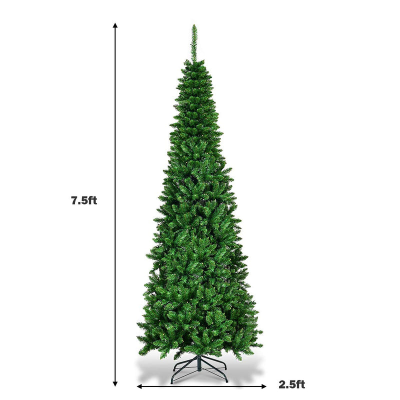 Load image into Gallery viewer, Prelit Pencil Christmas Tree, Premium Hinged Fir Tree
