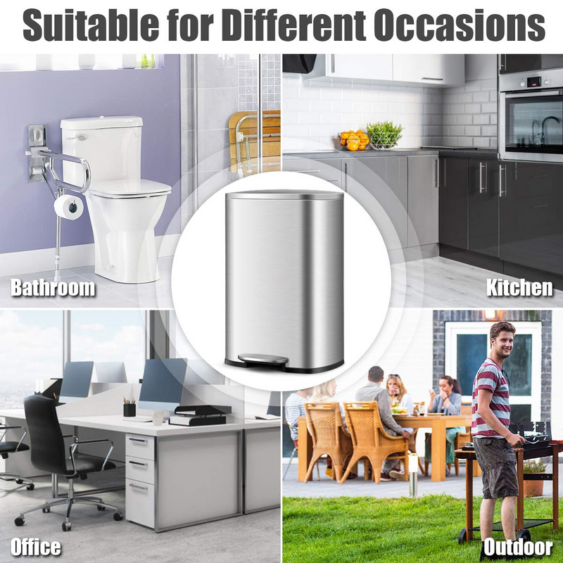 Load image into Gallery viewer, Goplus 50 Liter / 13.2 Gallon Stainless Steel Step Trash Can - GoplusUS

