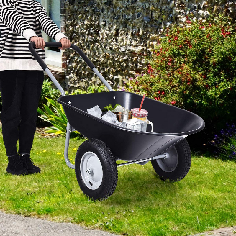 Load image into Gallery viewer, Goplus Dual Wheel Wheelbarrow, Heavy Duty Garden Cart, 330 lbs Capacity Utility Cart - GoplusUS
