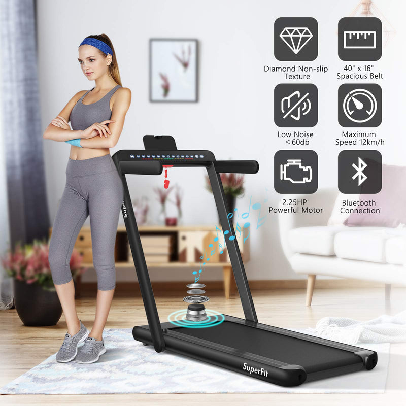 Load image into Gallery viewer, 2 in 1 Folding Treadmill with Dual Display, 2.25HP Superfit Under Desk Electric Pad - GoplusUS
