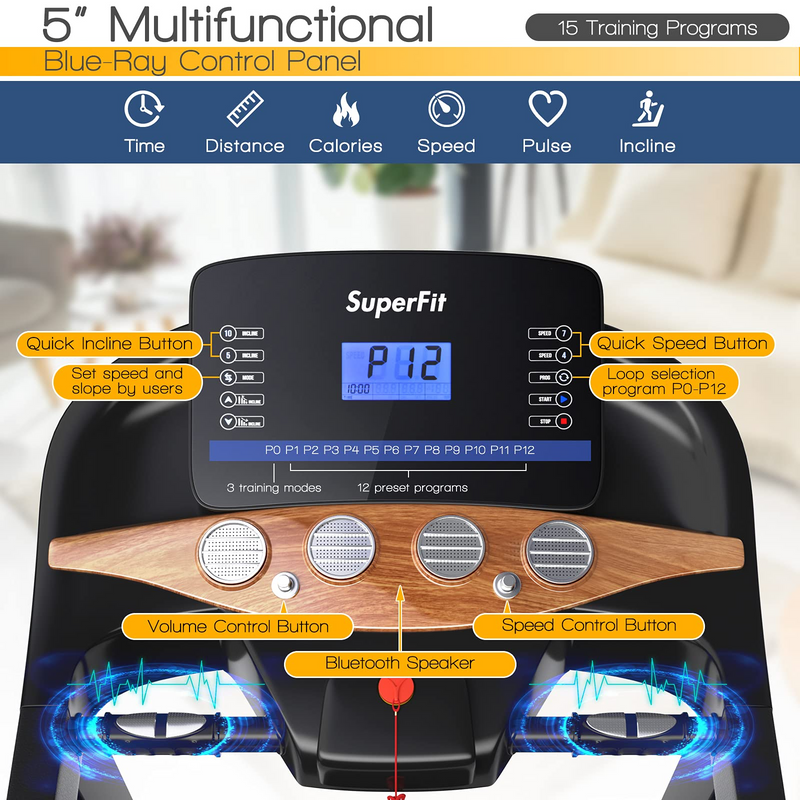 Load image into Gallery viewer, Goplus 3.75HP Folding Treadmill with Incline, Electric Superfit Treadmill w/App Control, 12 Preset &amp; 3 Custom Programs - GoplusUS
