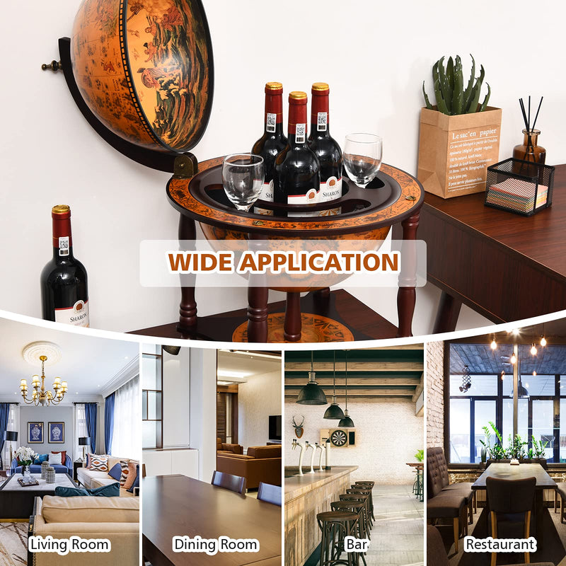 Load image into Gallery viewer, Tabletop 13&quot; Globe Wine Bar Stand, 16th Century Italian Nautical Chart Liquor Cabinet
