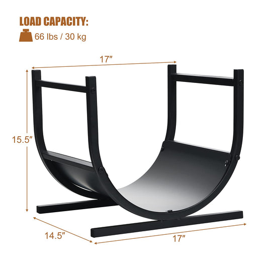 Firewood Rack, 17' U-Shaped Heavy-Duty Iron Log Rack - GoplusUS