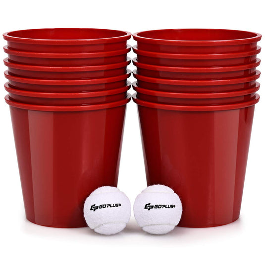 Yard Pong, Giant Pong Game Set with 12 Buckets, 2 Balls and a Carry Bag