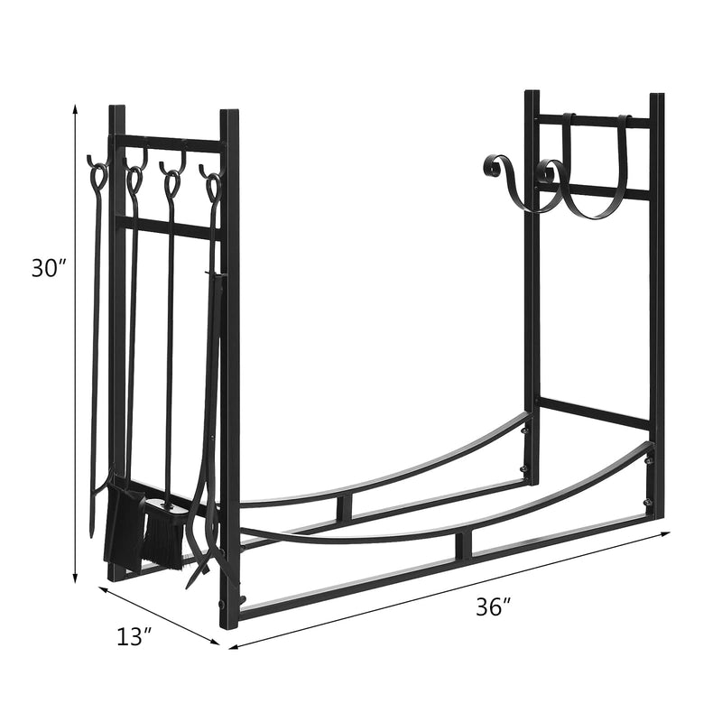 Load image into Gallery viewer, Firewood Rack with Tool Set  36&#39; /30&#39; Fireplace Log Holder - GoplusUS
