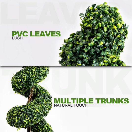 4 Ft Artificial Boxwood Spiral Tree, Fake Greenery Plants - GoplusUS