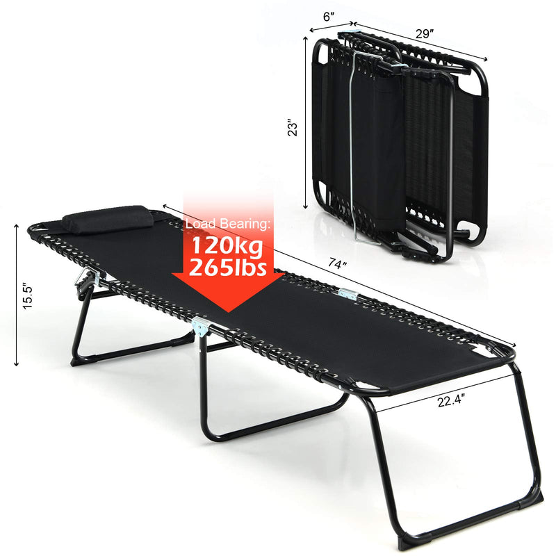 Load image into Gallery viewer, Folding Beach Lounge Chair Black/Gray) - GoplusUS
