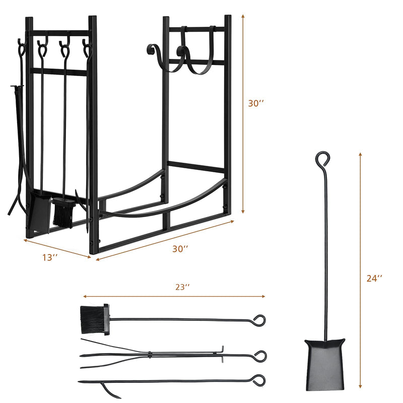 Load image into Gallery viewer, Firewood Rack with Tool Set  36&#39; /30&#39; Fireplace Log Holder - GoplusUS
